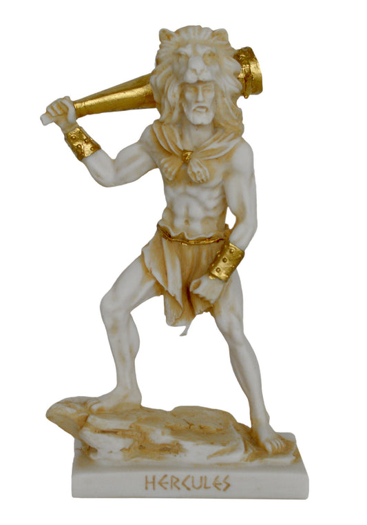 Hercules - Heracles - Son of Zeus and Alcmene - Greek Divine Hero - The 12 Labours - Strong, Brave and Masculine - Aged Alabaster Statue