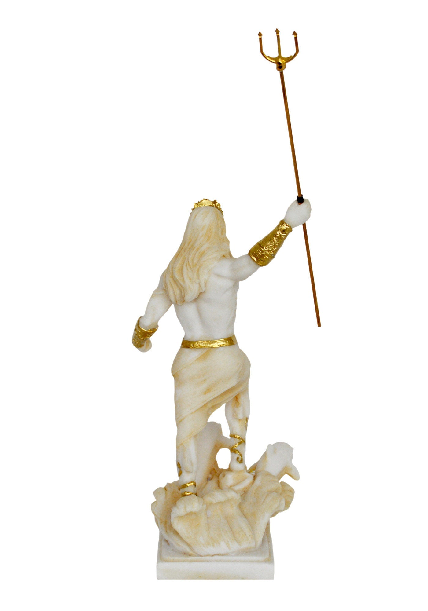 Poseidon Neptune - Greek Roman God of the Sea, Storms, Earthquakes and Horses - Amphitrite - Aged Alabaster Statue