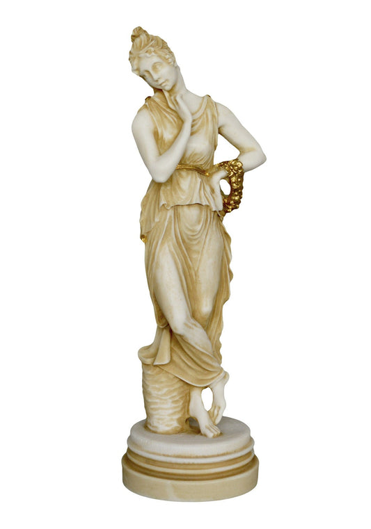 Persephone - Dual Deity - Daughter of Demeter and Zeus - Wife of Hades and the Queen of the Underworld - Alabaster Aged Statue Sculpture