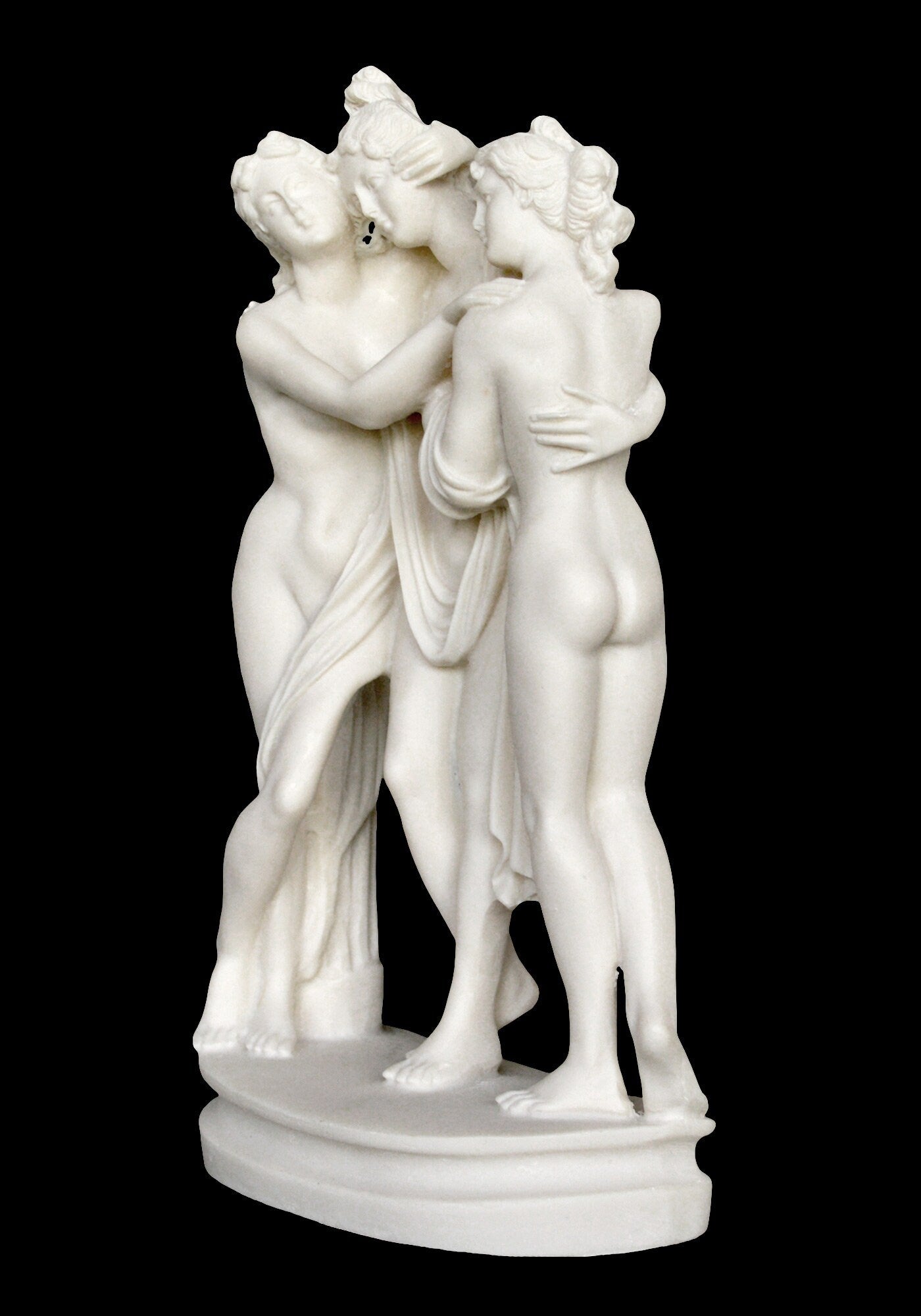 Three Graces Gratiae  - Euphrosyne, Aglaia, and Thalia - Greek Roman Goddesses of Pleasure, Creativity  - Alabaster  Sculpture