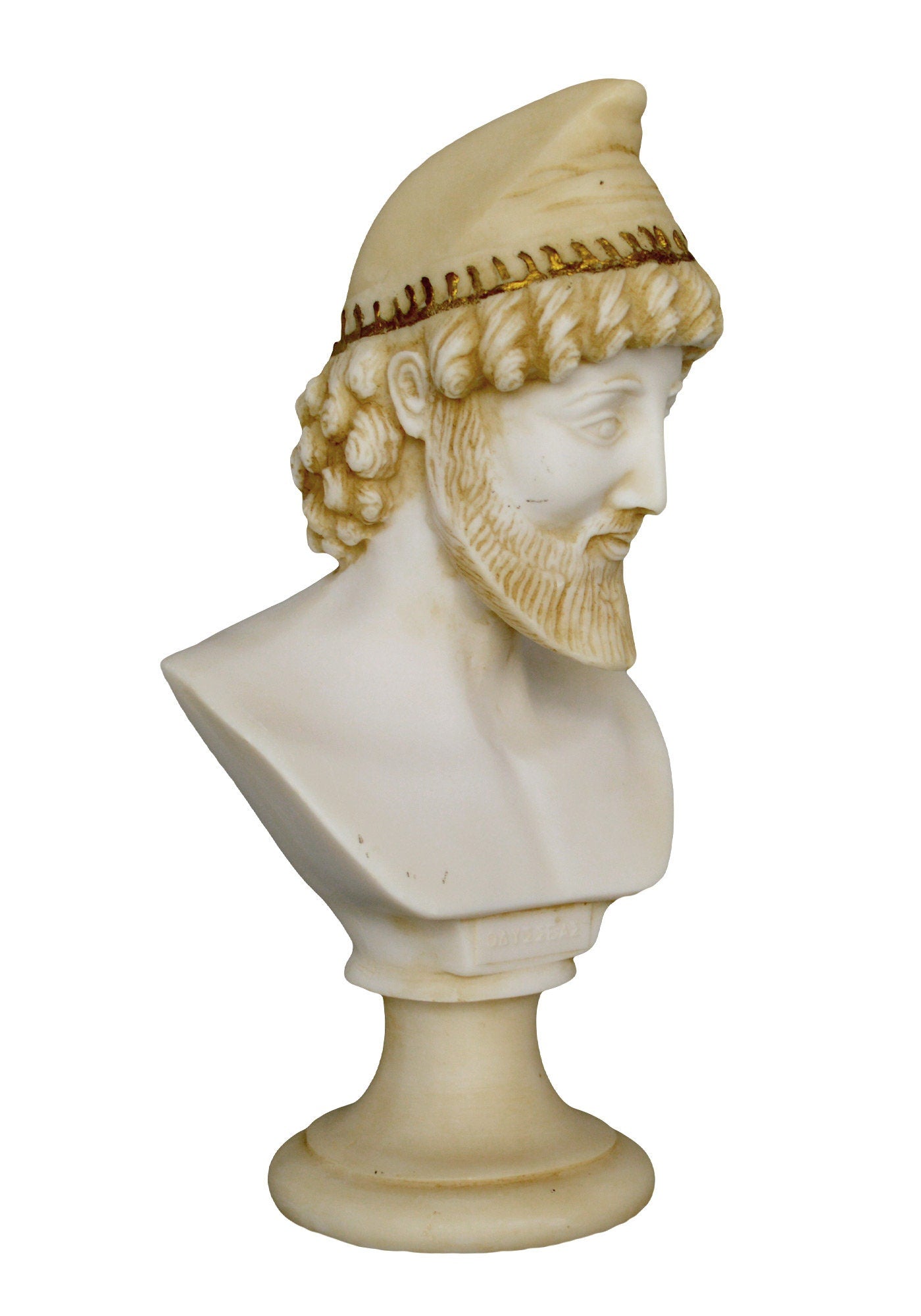 Odysseus Bust - King of Ithaca - Hero of Homer's Iliad, Odyssey - Intellectual Brilliance, Guile and Versatility  - Aged Alabaster Sculpture