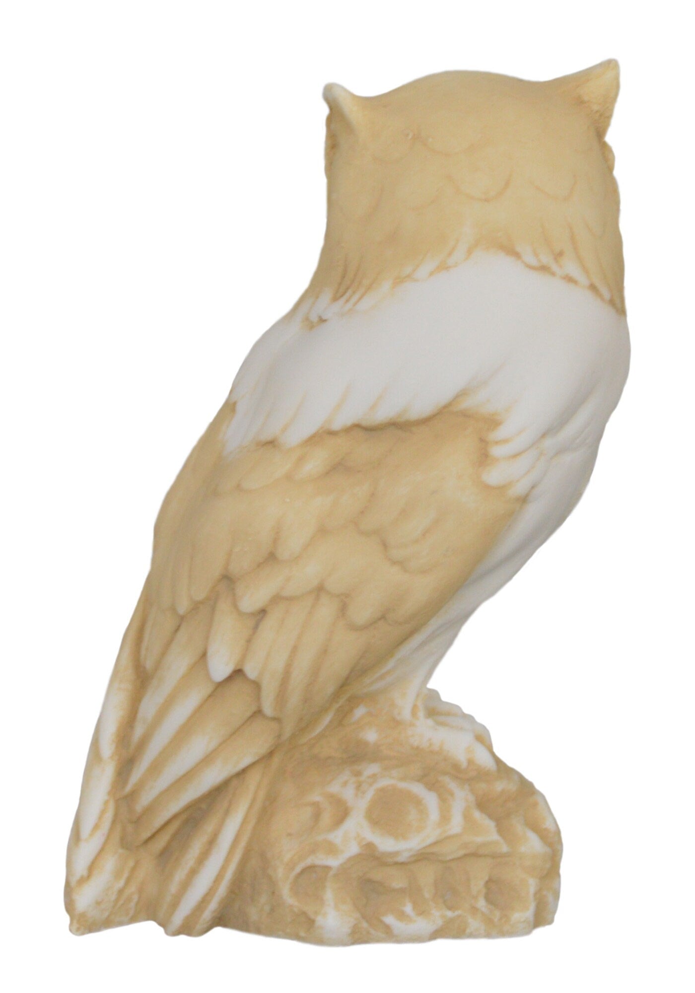 Owl - Ancient Greek Symbol of Wealth, Prosperity, Wisdom, Good Luck and Fortune - Aged Alabaster Sculpture