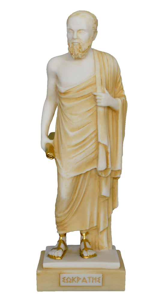 Socrates - Ancient Greek philosopher - Founder of Western Philosophy - First Moral Philosopher - Aged Alabaster Statue Sculpture