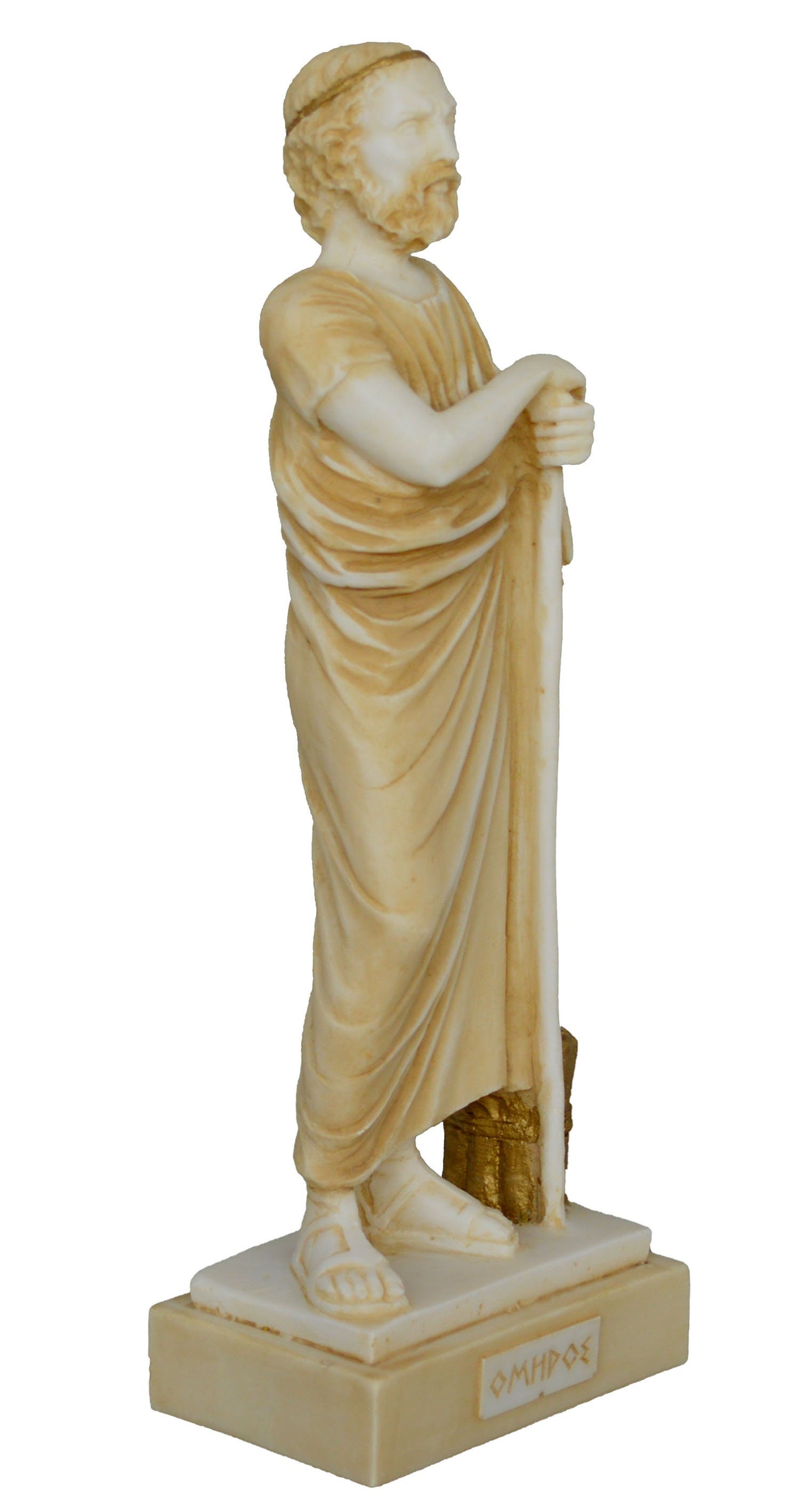 Homer - Ancient Greek Poet - Iliad and Odyssey - Most Influential Author in the Western World - Aged Alabaster Statue