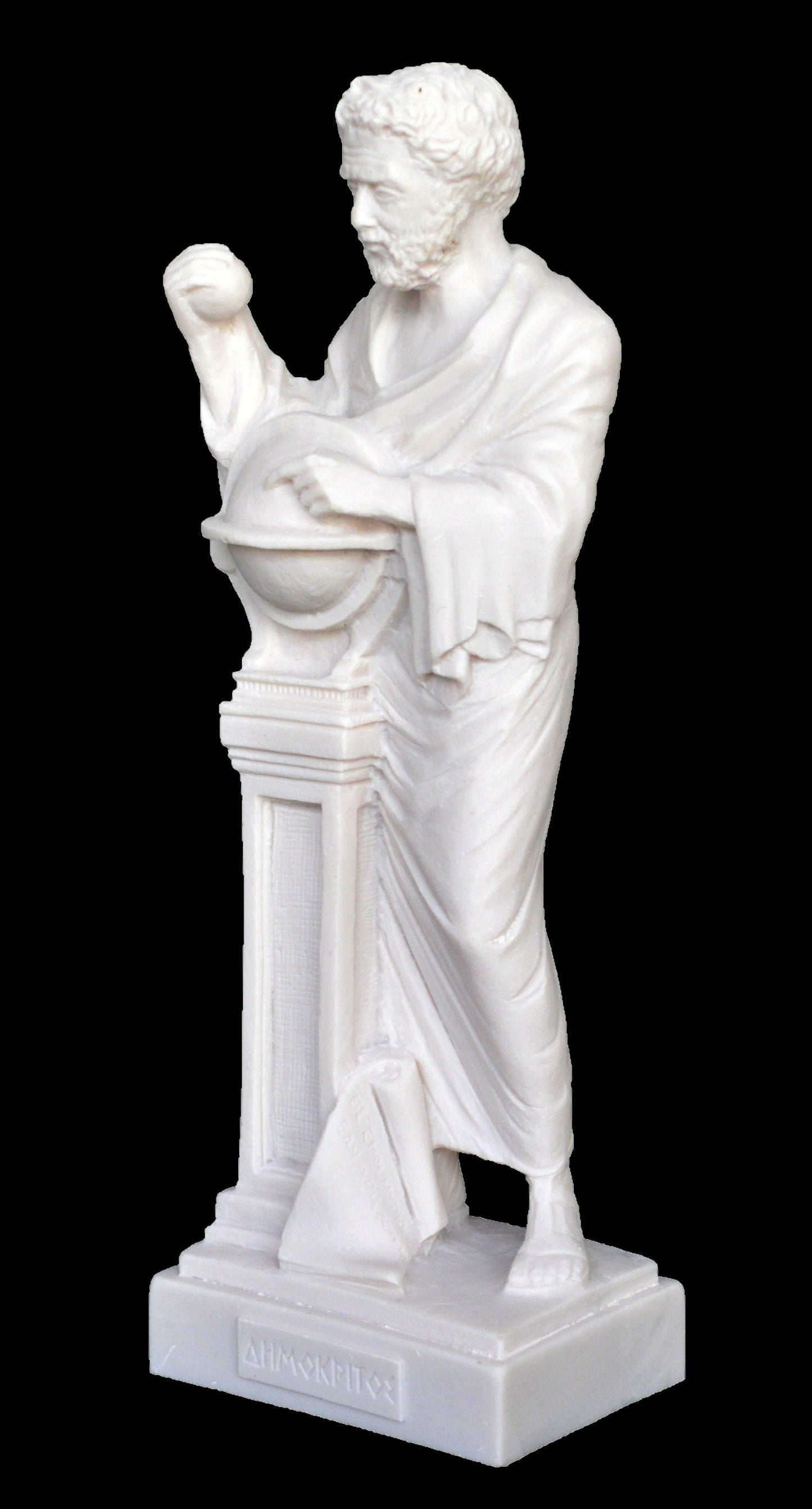 Democritus - Ancient Greek Philosopher, Scientist - Atomic Theory of the Universe - Alabaster Statue Sculpture