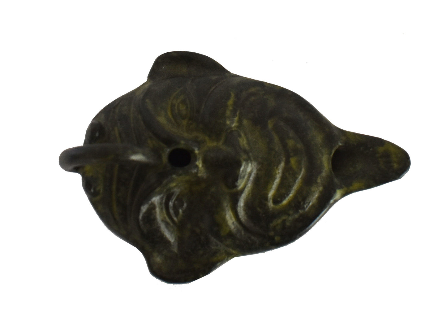 Bronze oil lamp - Satyr face - ancient Greek reproduction artifact