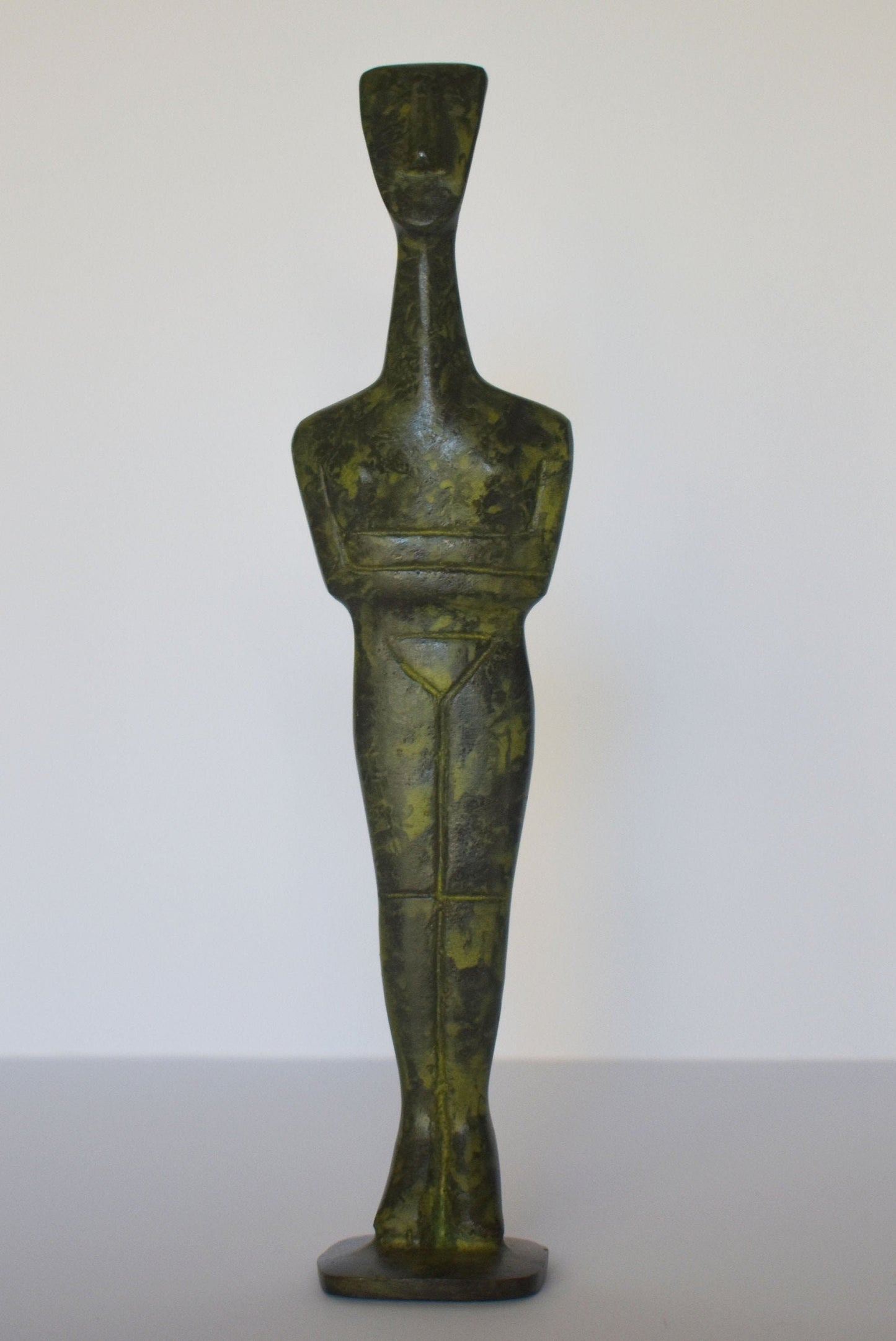 Cycladic female idol - Fertility Deity - Figure from Keros island, Greece - pure bronze  statue