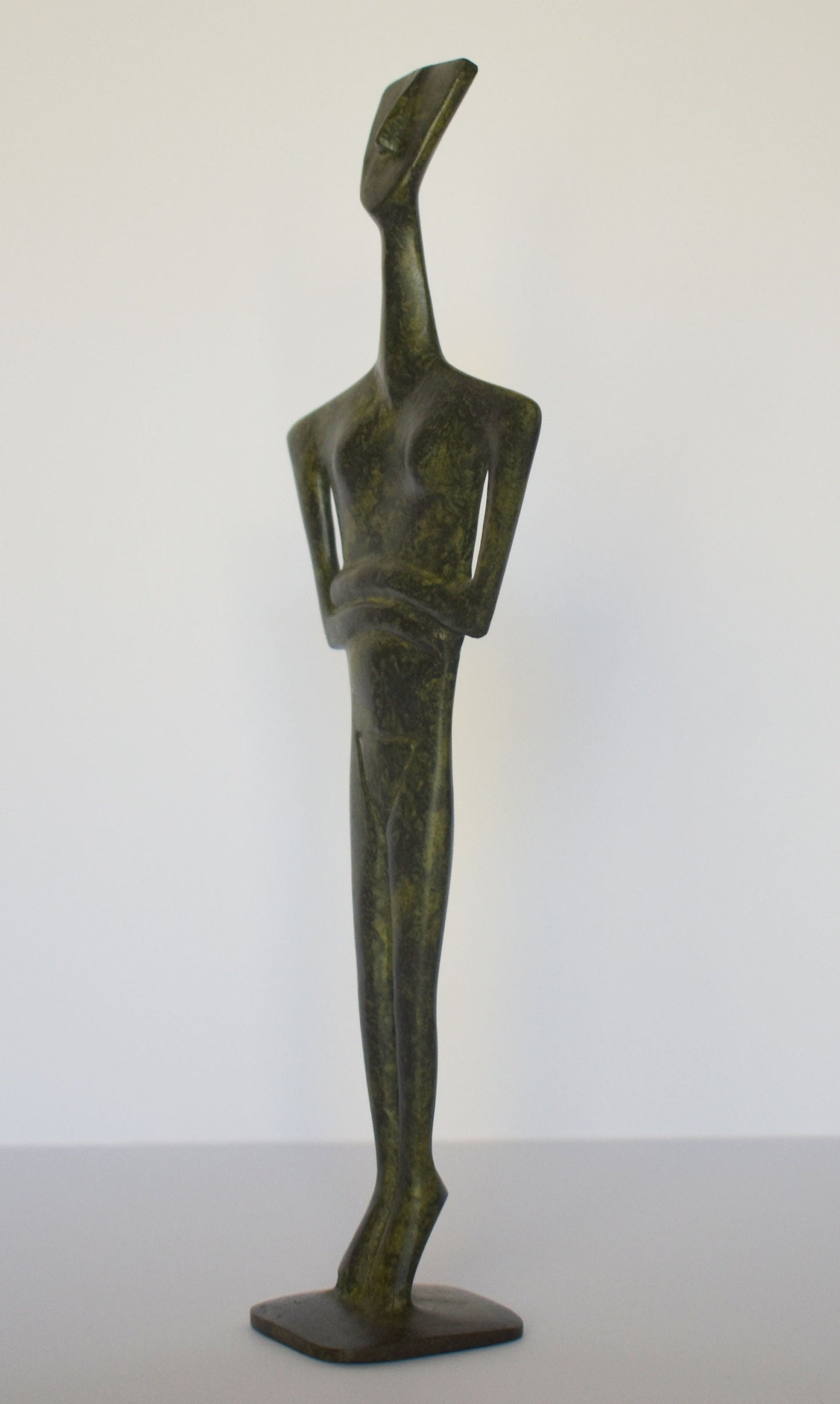 Cycladic female idol - Religious Figure from Keros island, Greece - pure bronze  statue