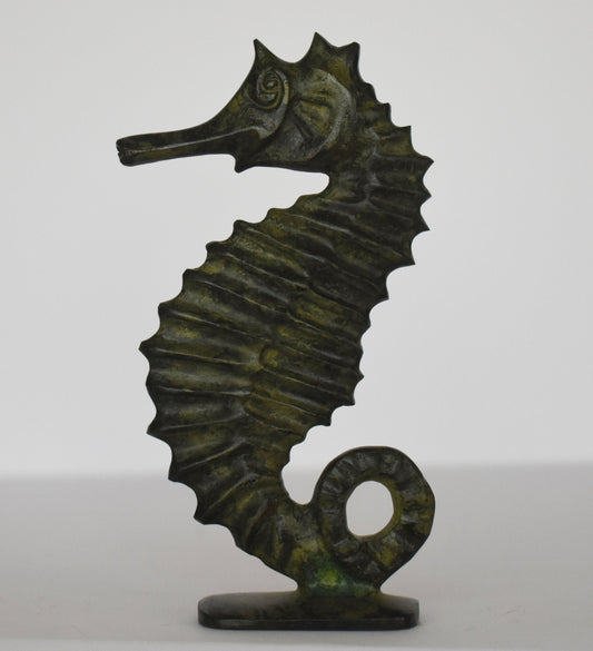 Hippocampus Seahorse - Sea Animal Figurine - pure Bronze Sculpture - Symbol of Poseidon - good luck and protection