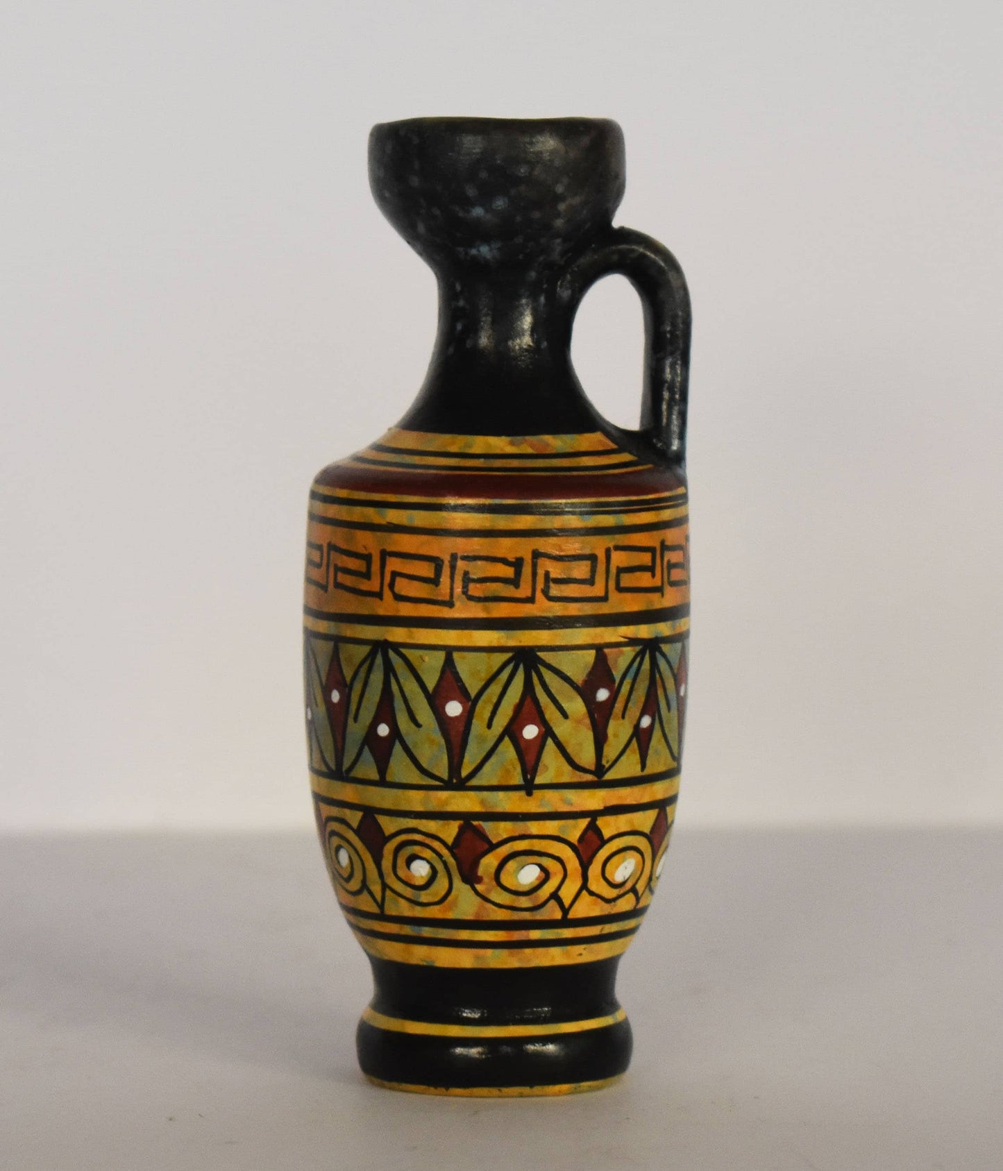 Ancient Greek lekythos - floral decoration - Miniature Ceramic piece - Geometric Period - Handmade in Greece
