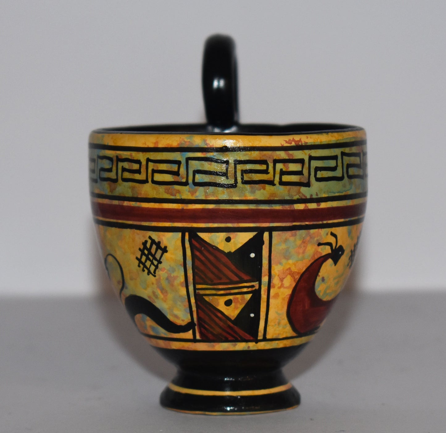 Ancient Greek vase with animals - Miniature Ceramic piece - Geometric Period - Handmade in Greece