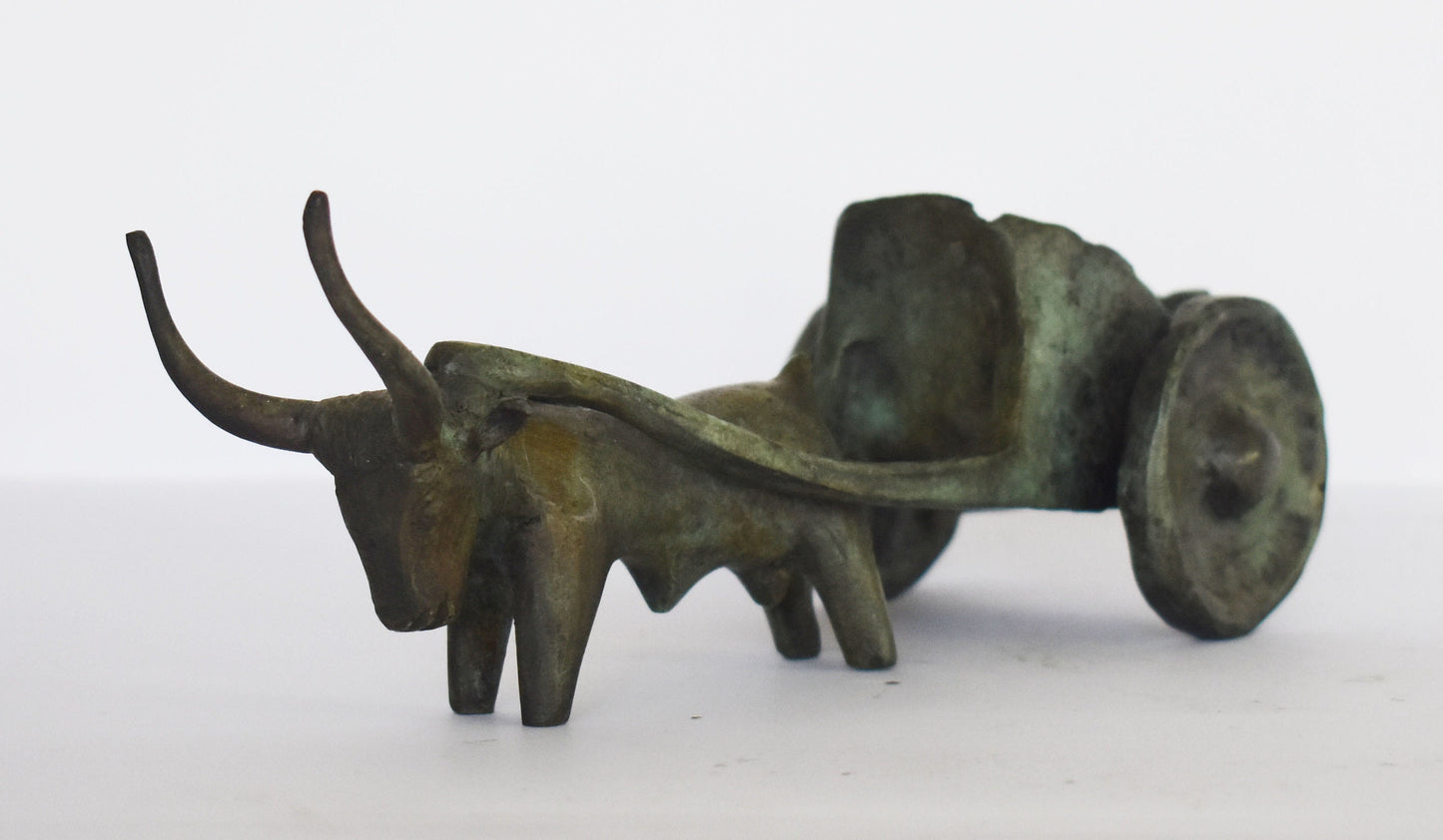 Bronze Oxen and Cart - Classic Period - Ancient Greek Reproduction - Pure Bronze Artifact