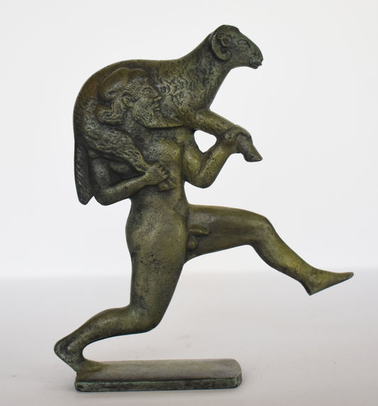 Odysseus with sheep - Greek Hero from Homer's Odyssey - Museum Replica - pure Bronze Sculpture