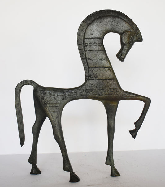 Ancient Greek Horse - pure Bronze Sculpture - 25 cm - Symbol of Wealth and Prosperity