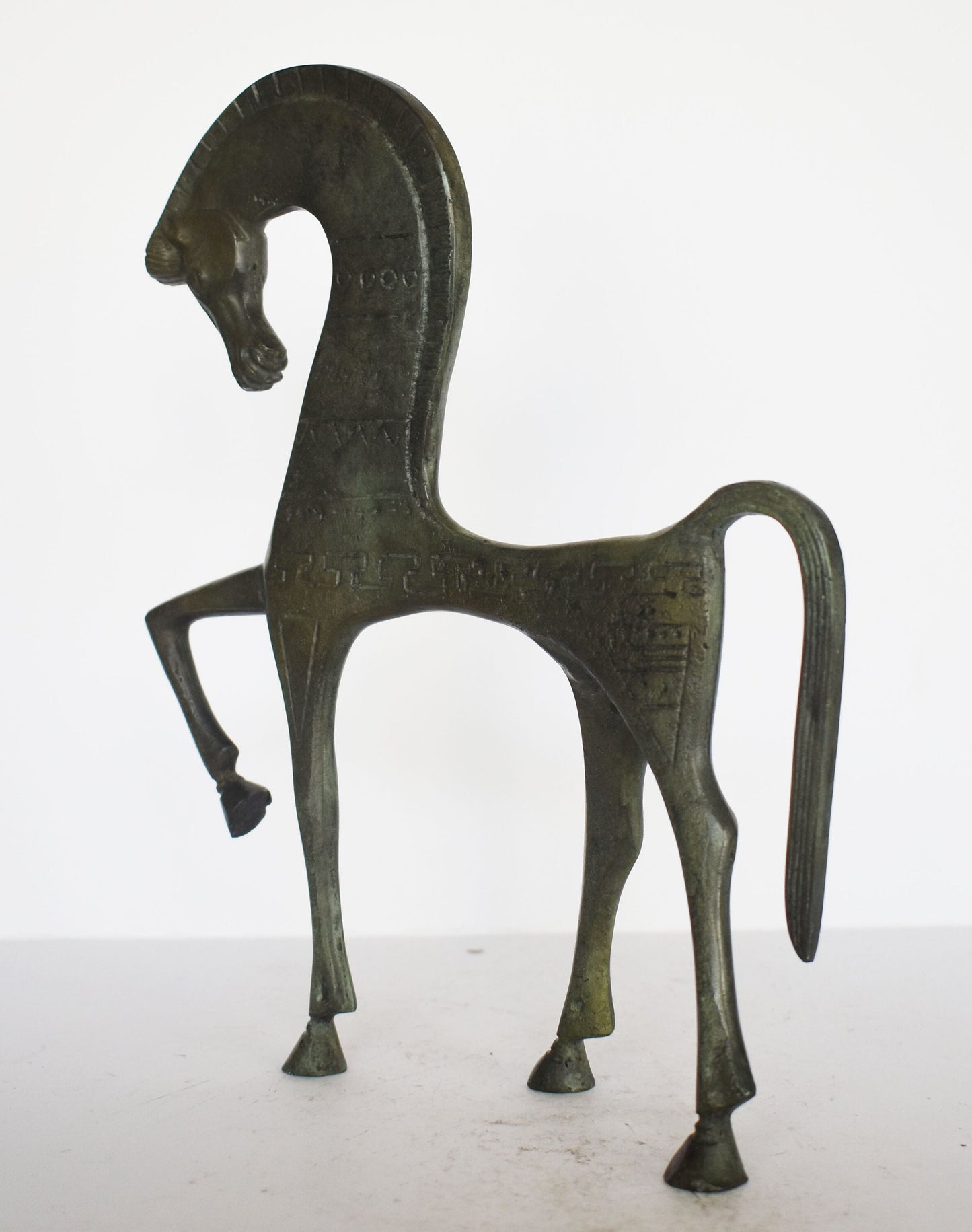 Ancient Greek Horse - pure Bronze Sculpture - 25 cm - Symbol of Wealth and Prosperity