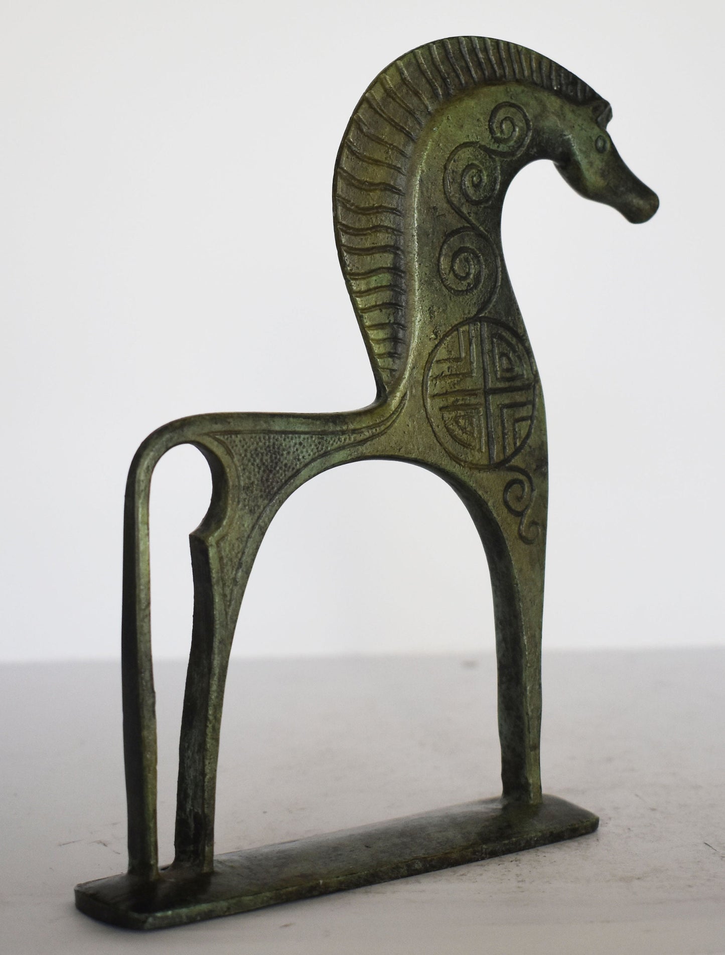 Ancient Greek Horse - Geometric Era - pure Bronze Sculpture - Symbol of Wealth and Prosperity