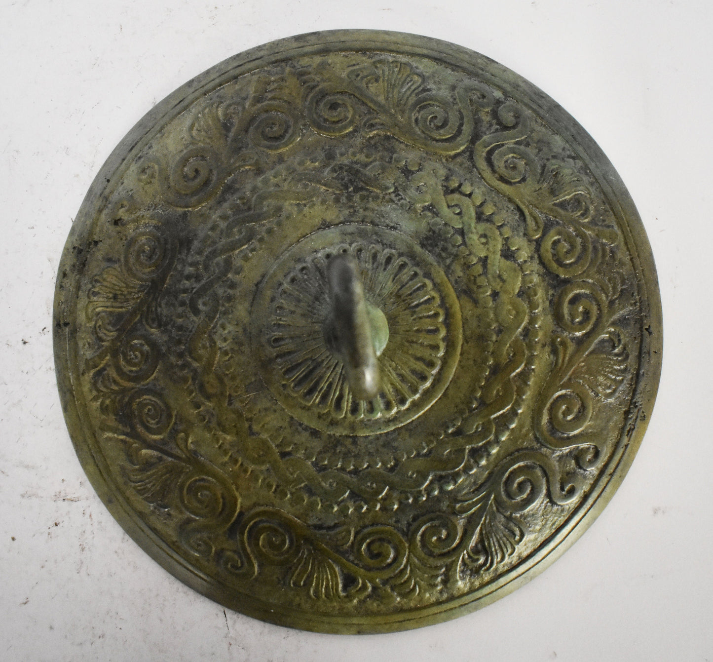 Lidded dish with eternity symbol and floral design  - Museum Replica  - pure Bronze Sculpture