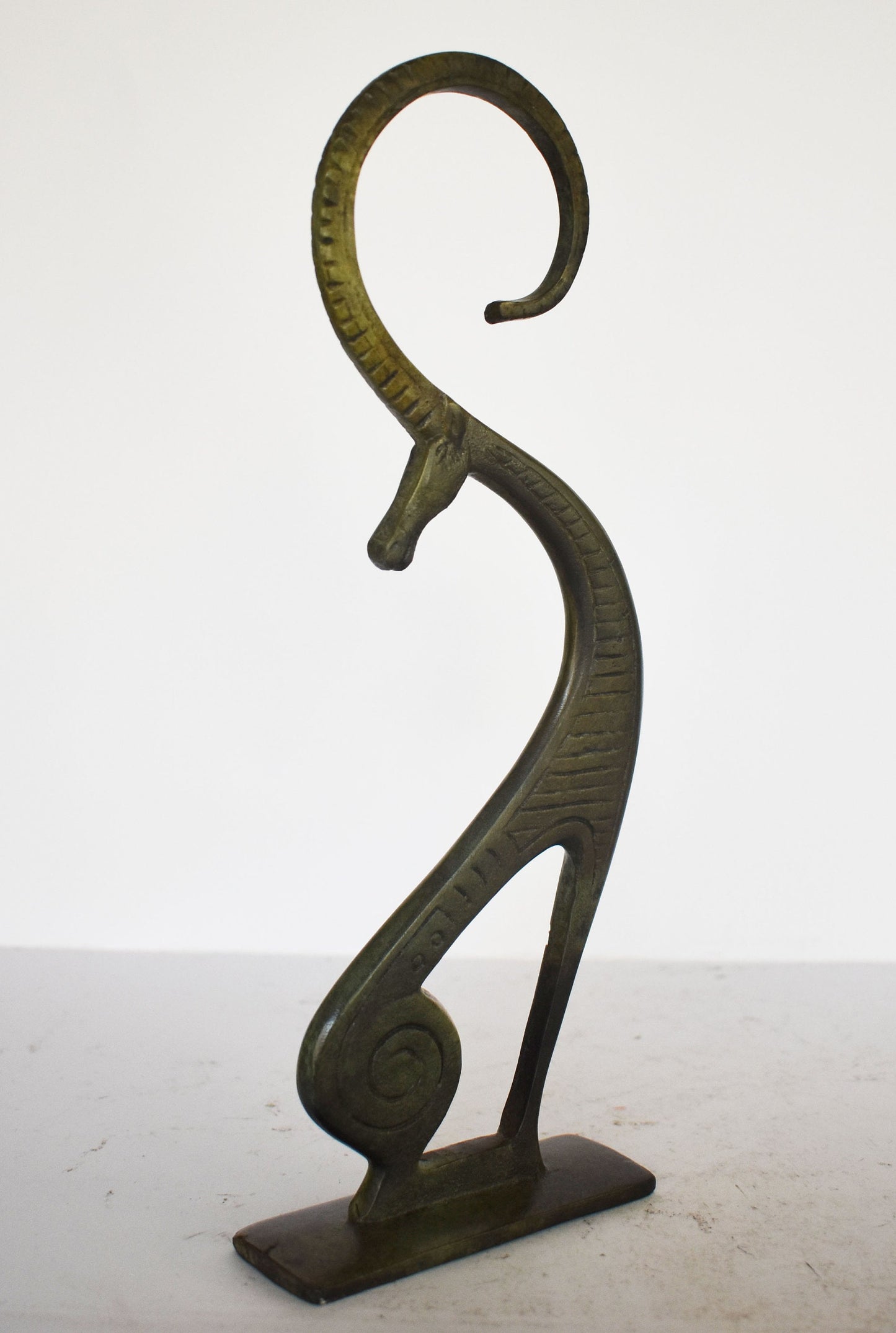 Graceful Ibex - pure Bronze Sculpture - marble base - Good-Luck Charm and symbol of Renewal