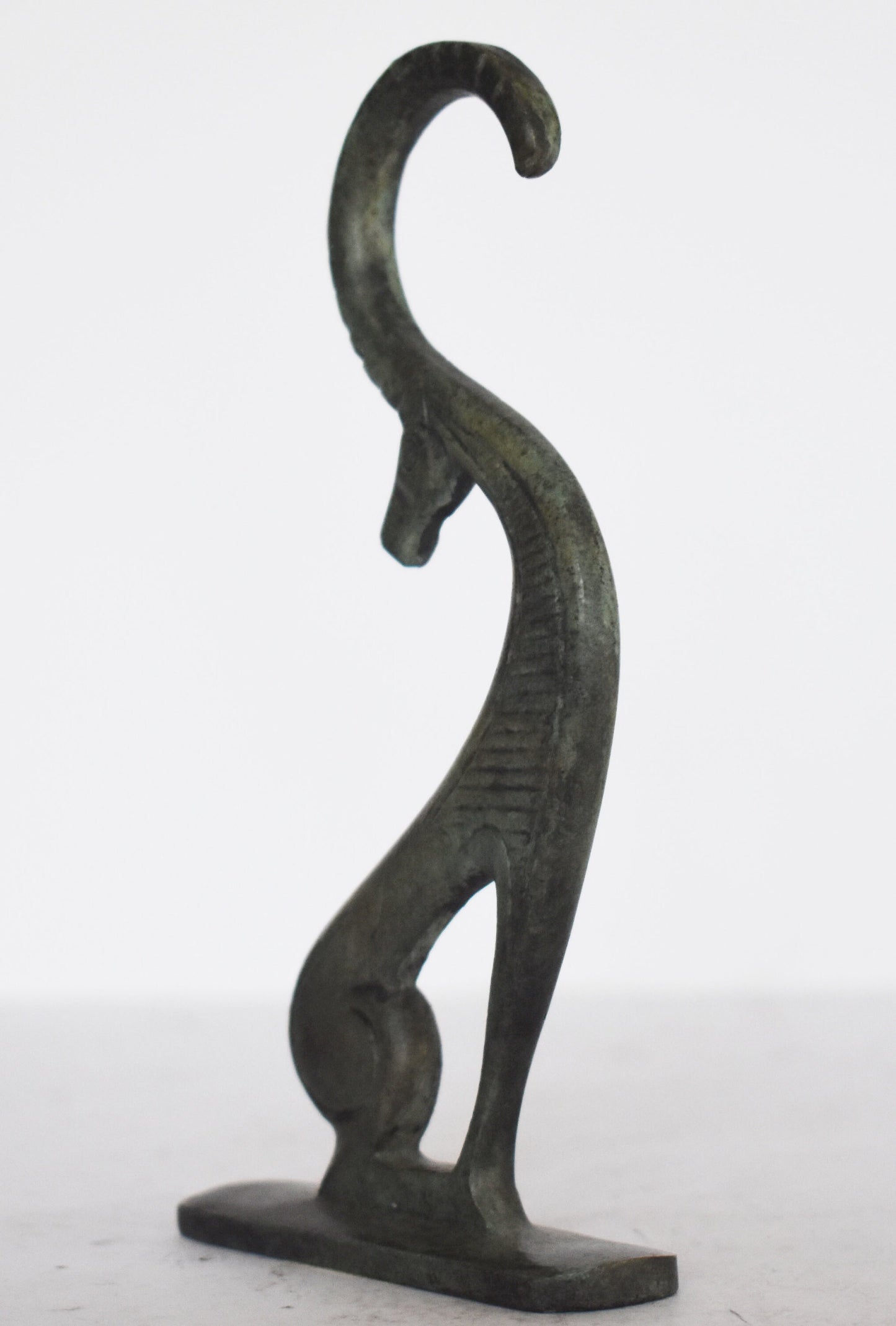 Graceful Ibex - pure Bronze Sculpture - marble base - Symbol of Piety, Fortitude and Agility over Temptation