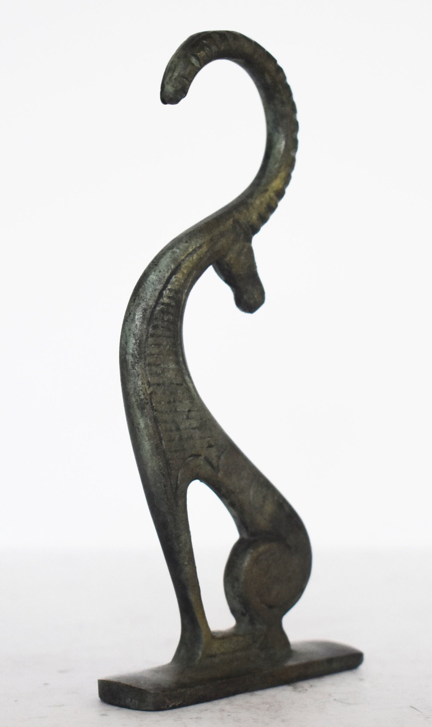 Graceful Ibex - pure Bronze Sculpture - marble base - Symbol of Piety, Fortitude and Agility over Temptation