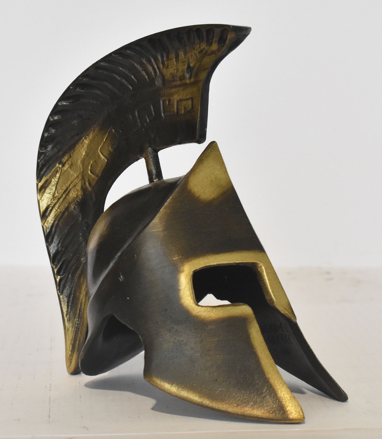 Leonida's Helmet - Spartan king - Battle of Thermopylae - 300 Spartans - come and get them - pure bronze  statue