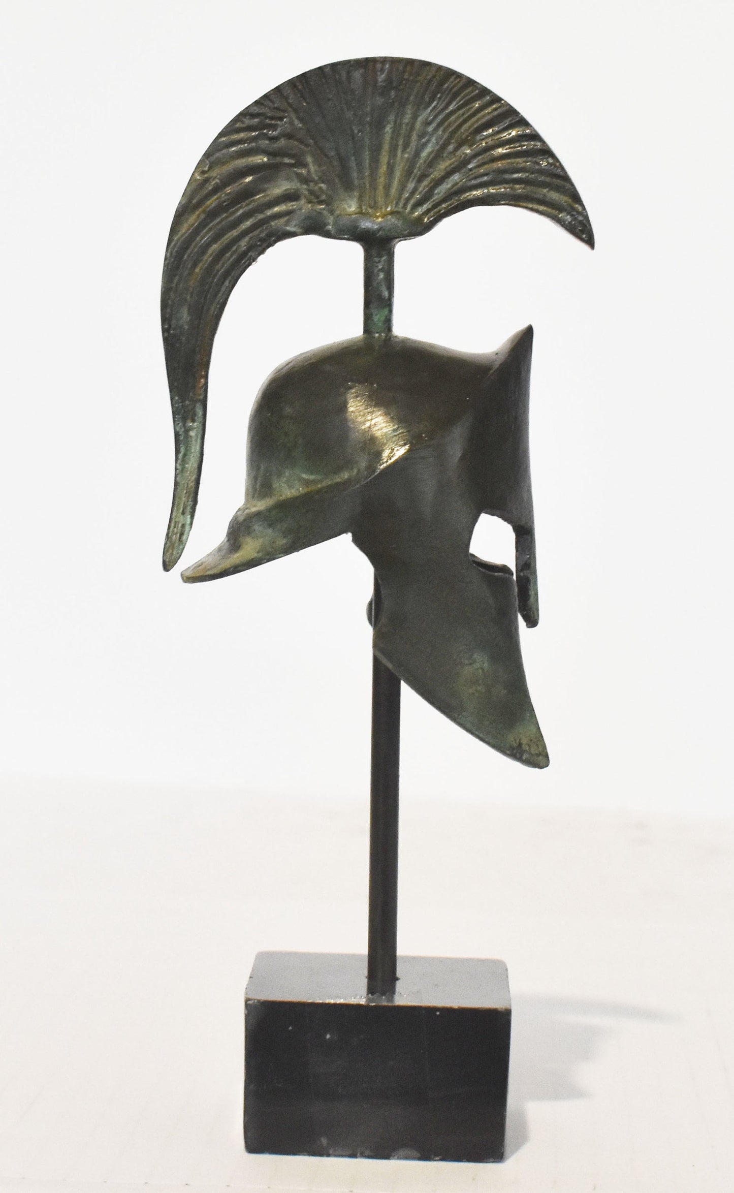 Leonida's Helmet - Legendary Spartan king - Battle of Thermopylae - 300 Spartans  - marble base - pure bronze  statue