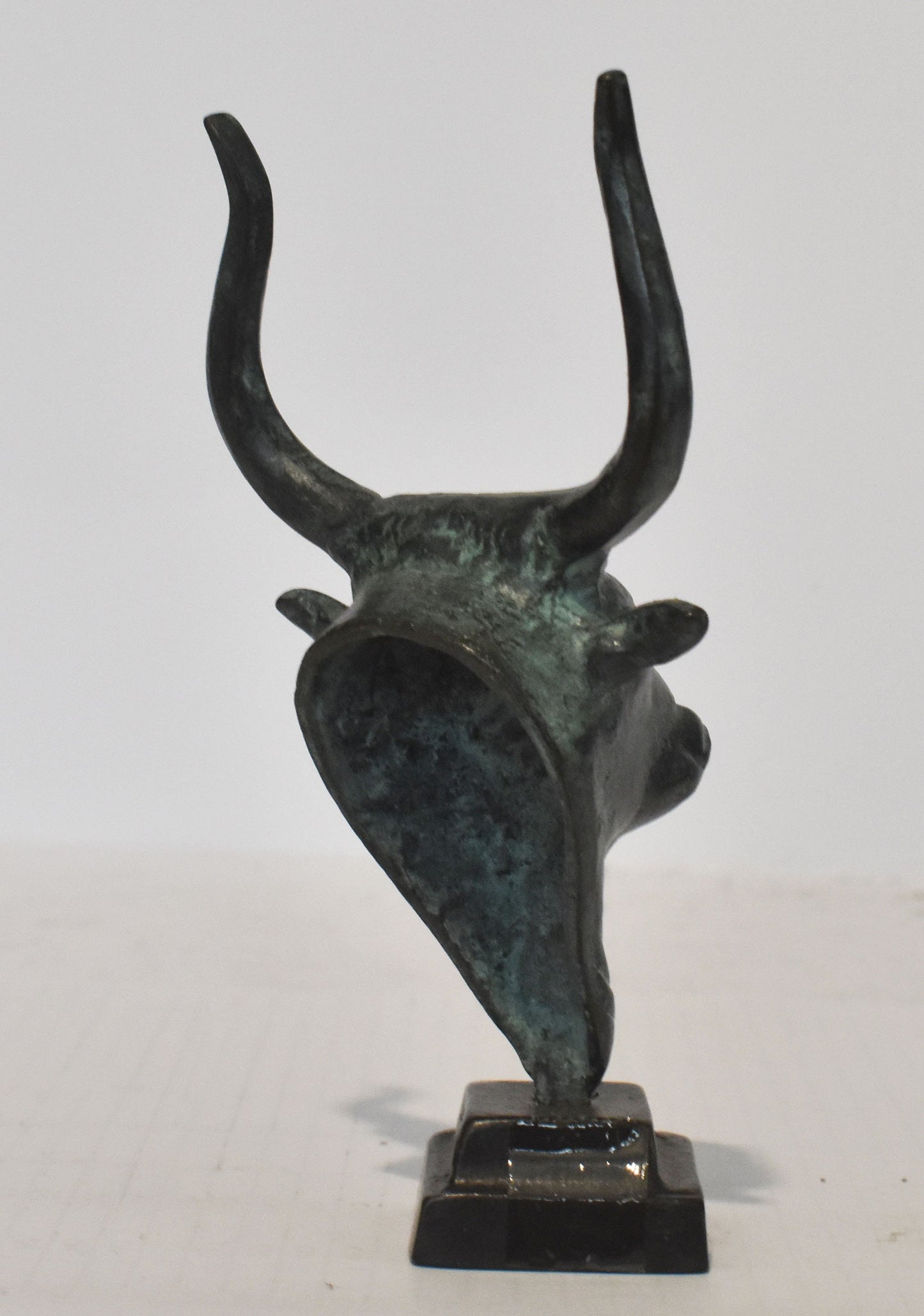 Minoan Bull Small Head - Minoan Art, Knossos Palace - marble base - pure bronze  statue