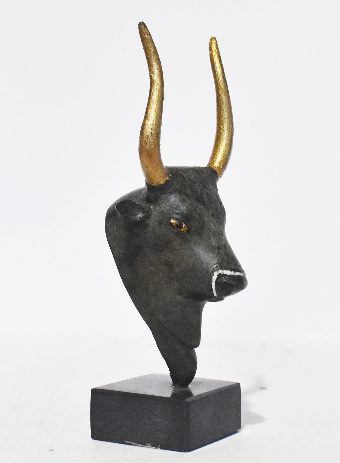 Minoan Bull Head - permeates the Minoan world - Art - Knossos Palace - Marble Base - Pure Bronze Statue