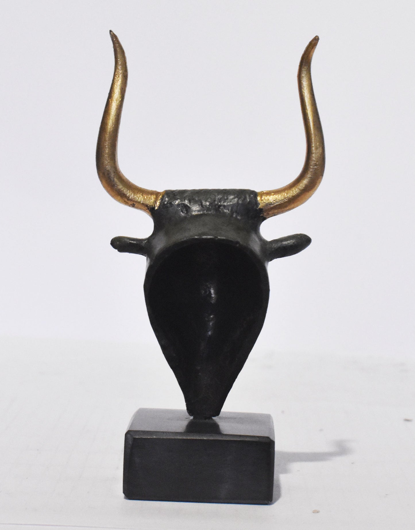 Minoan Bull Small Head - Sacred Animal - Art, Knossos Palace - marble base - pure bronze  statue