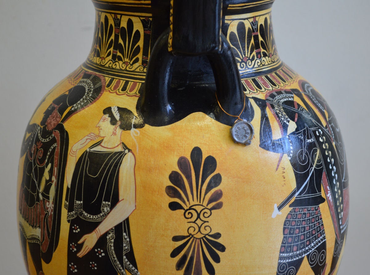 Trojan War - Homer's Iliad - Achilles Hector Menelaos Paris - Amphora Vase - 550 BC - National Athens Museum -Reproduction