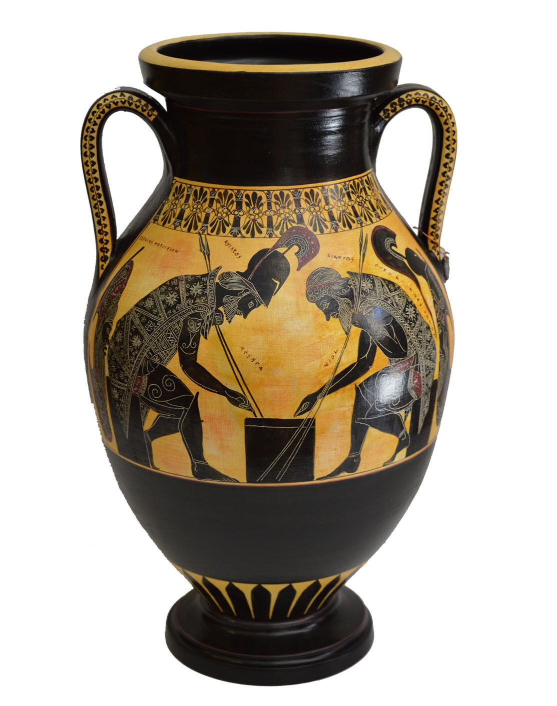 Achilles and Ajax - Exekias - Ancient Greek Amphora Vase- Vatican Museum Replica