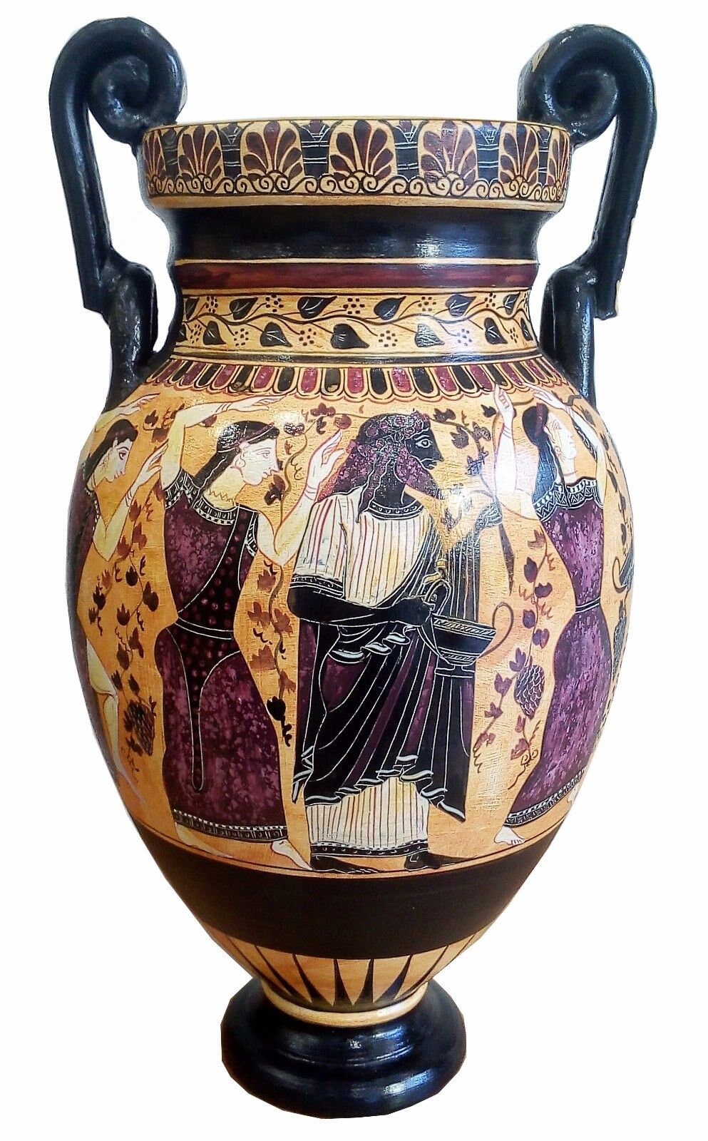 Dionysus Feast - Great Dionysia - Wine God - Satyr Companion - Ancient Greek Amphora Vase - 450 BC - National Museum Athens - Reproduction