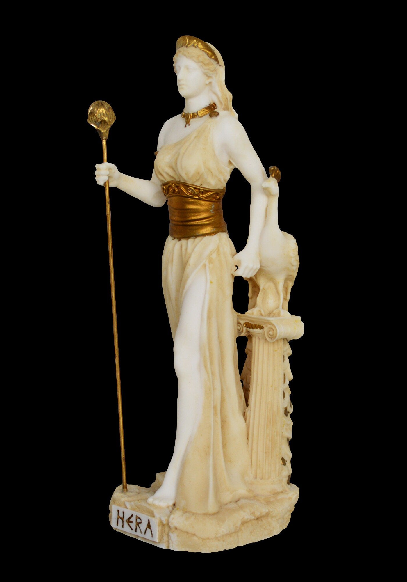 Hera Juno - Greek Roman Goddess of Marriage, Women, Childbirth and Family - Queen of Olympus - Zeus Wife - Aged Alabaster