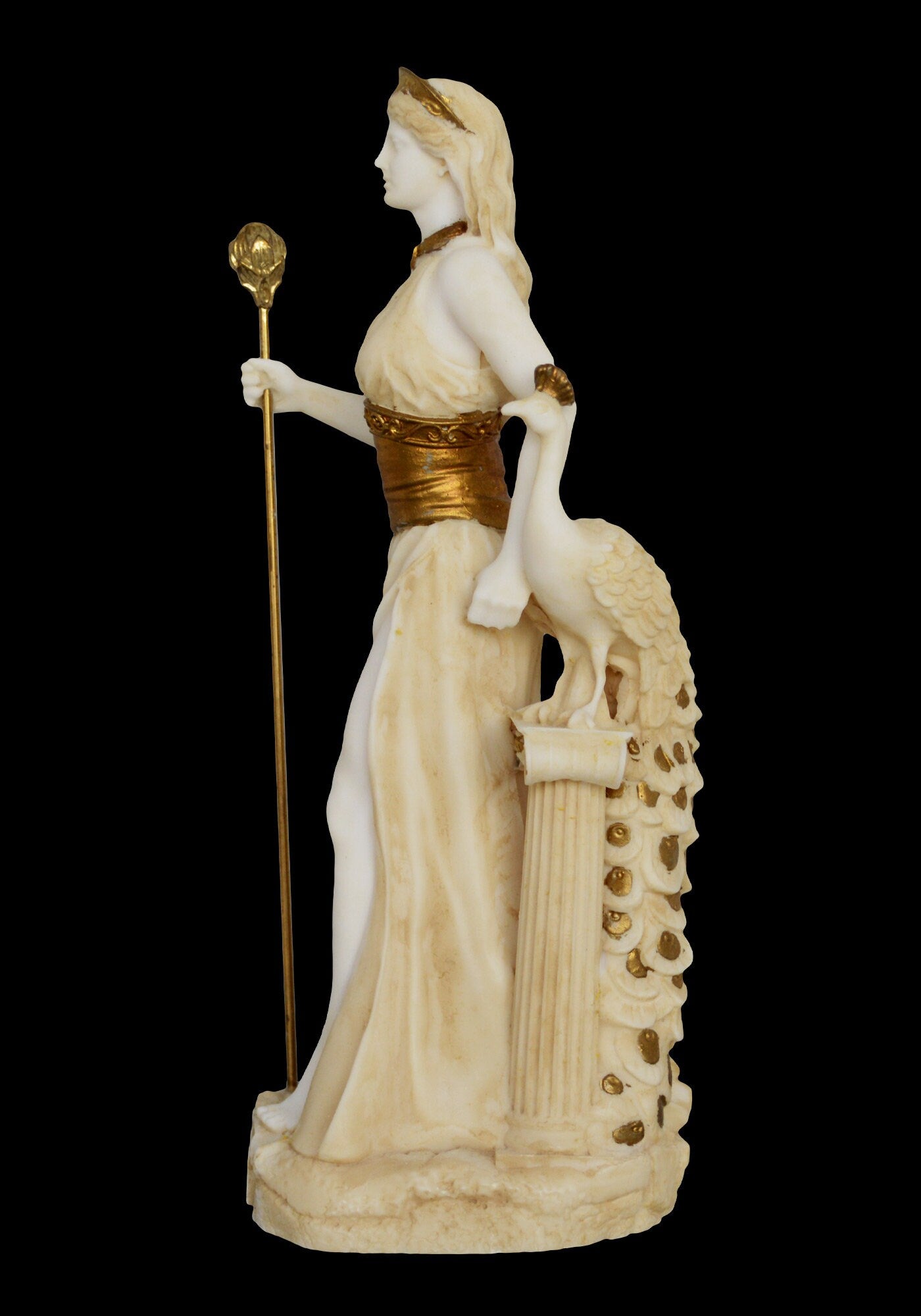 Hera Juno - Greek Roman Goddess of Marriage, Women, Childbirth and Family - Queen of Olympus - Zeus Wife - Aged Alabaster