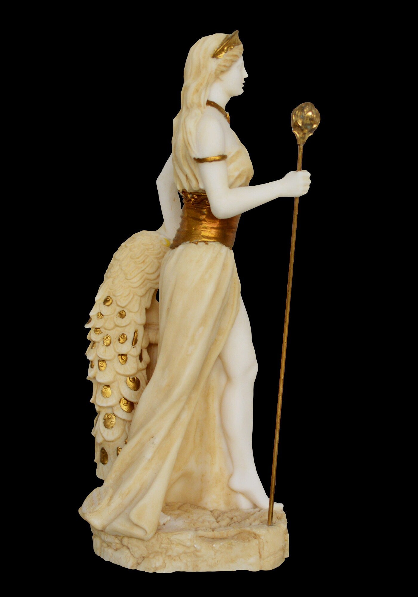 Hera Juno - Greek Roman Goddess of Marriage, Women, Childbirth and Family - Queen of Olympus - Zeus Wife - Aged Alabaster