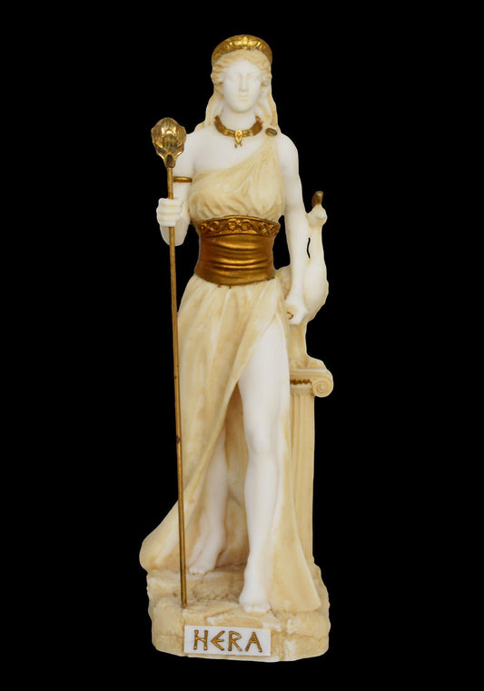 Hera Juno - Greek Roman Goddess of Marriage, Women, Childbirth and Family - Queen of Olympus - Zeus Wife - Aged Alabaster