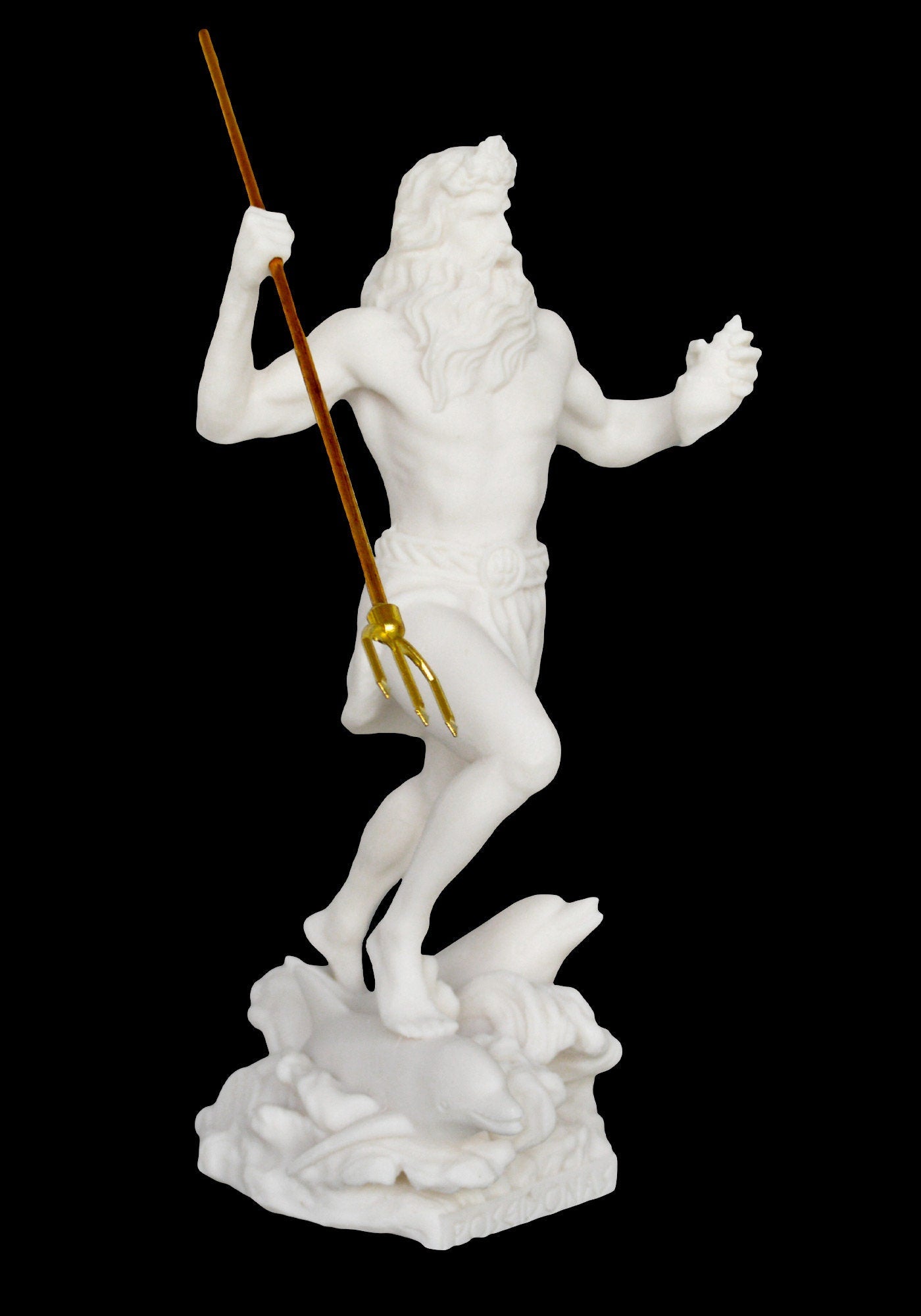 Poseidon Neptune - Greek Roman God of the Sea, Storms, Earthquakes and Horses - symbolizes the watery element - Alabaster Statue