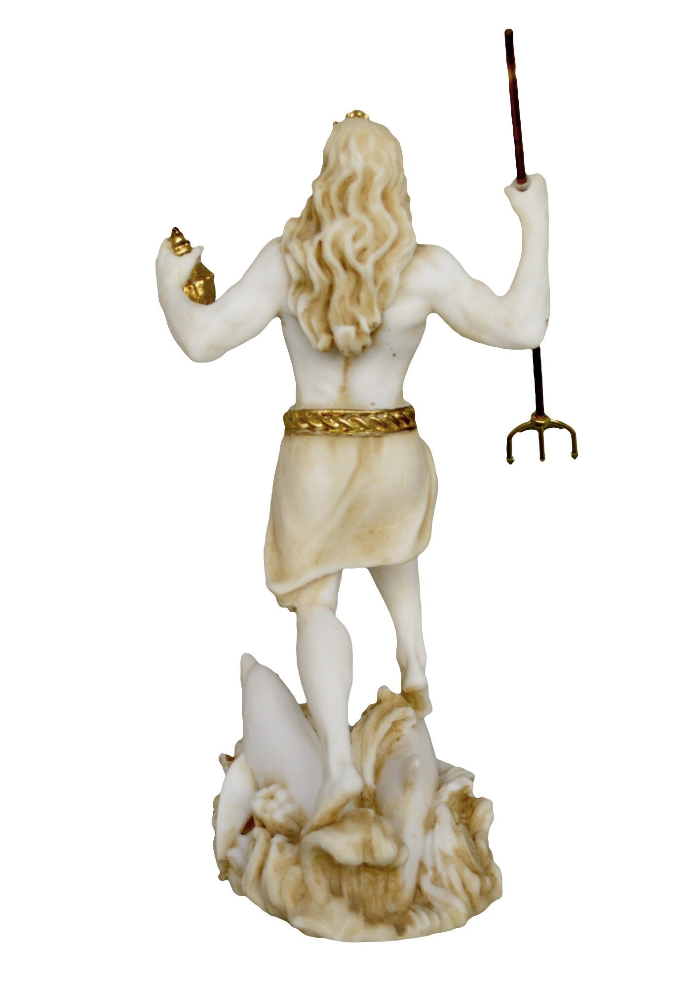 Poseidon Neptune - Greek Roman God of the Sea, Storms, Earthquakes and Horses - Protector of Seafarers - Trident - Aged Alabaster Statue