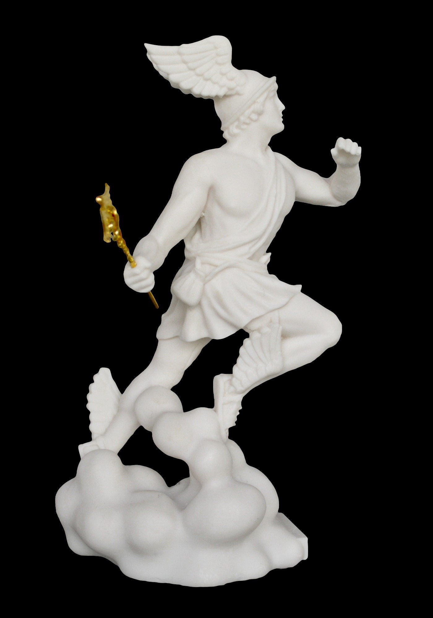 Hermes Mercury - Messenger - God of Trade, Wealth, Luck, Fertility, Animal Husbandry, Sleep, Language, Thieves, Travel - Alabaster Statue