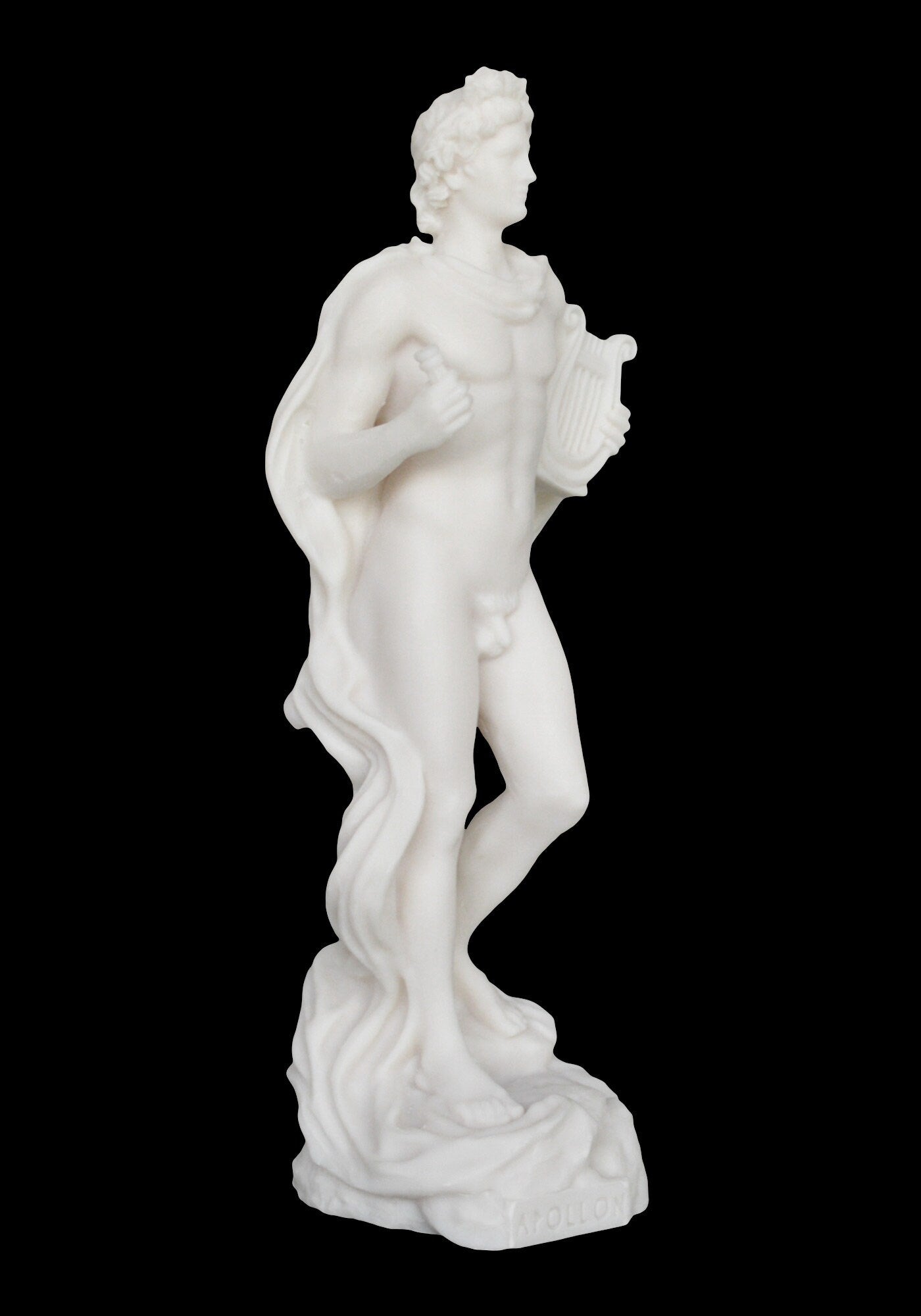 Apollo - Greek Roman God of the archery, music and dance, truth and prophecy, healing and diseases - Alabaster statue