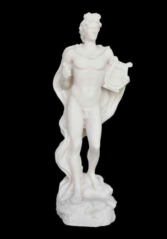 Apollo - Greek Roman God of the archery, music and dance, truth and prophecy, healing and diseases - Alabaster statue