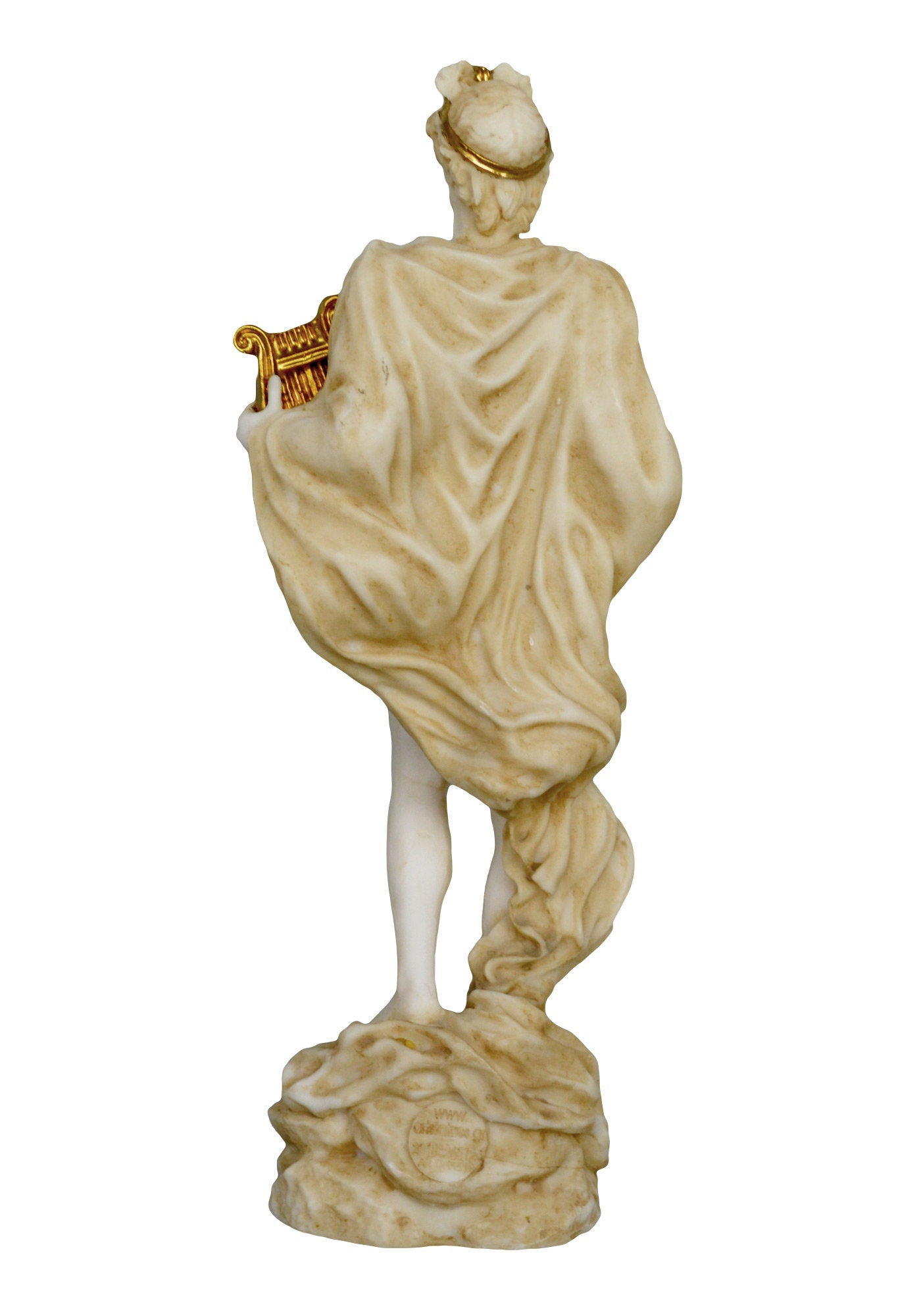 Apollo  - Greek Roman God of Arts, Music, Poetry, Sun and Light, Prophecy - Aged Alabaster Statue