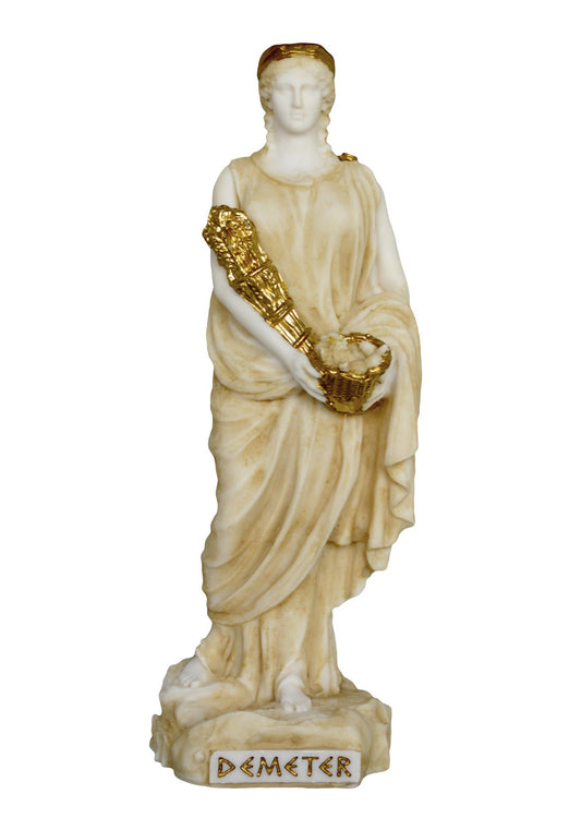 Demeter Ceres - Goddess of harvest and agriculture, presiding over crops, grains, food, and the fertility of the earth - Aged Alabaster