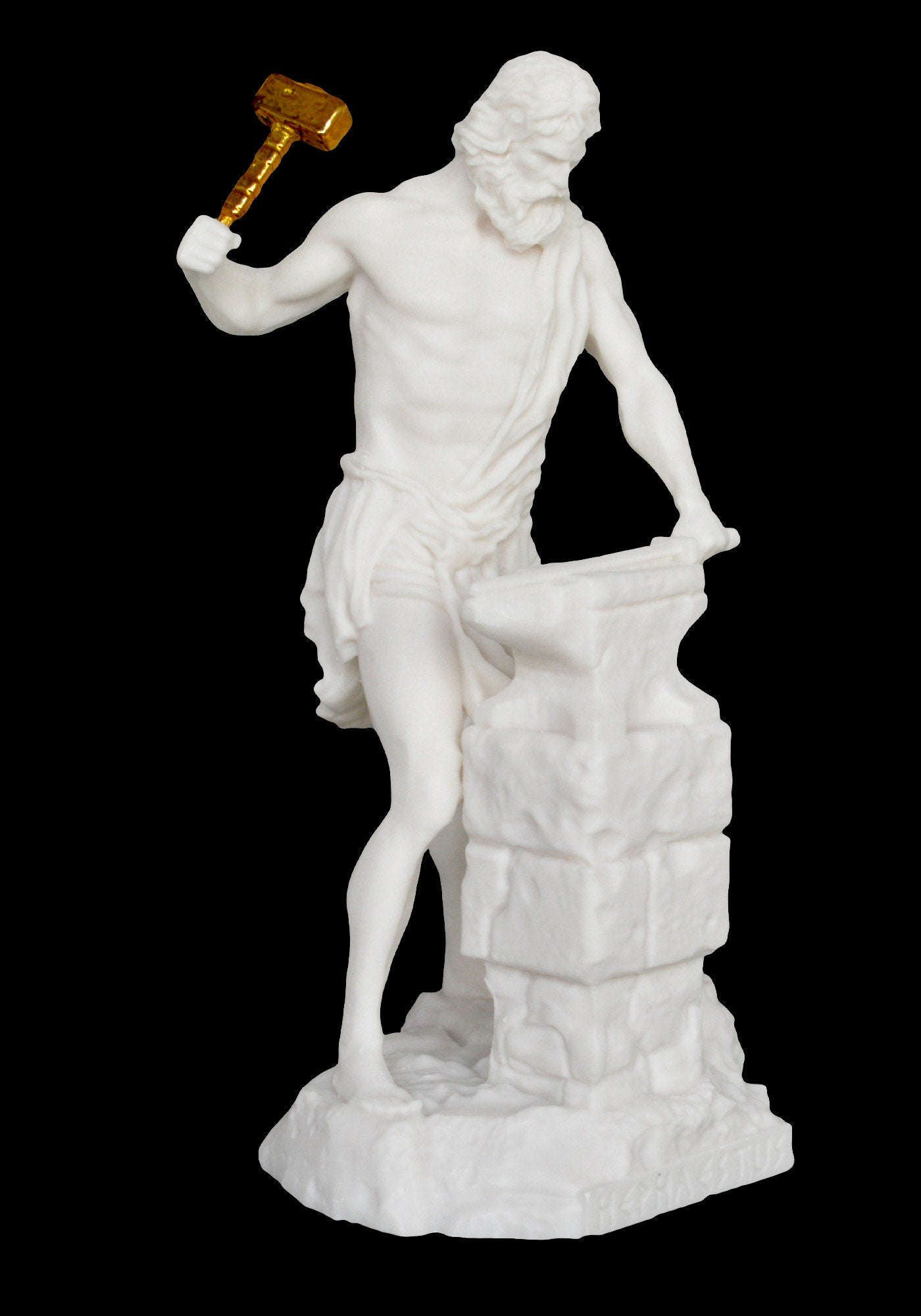 Hephaestus Vulcan - Greek Roman God of Blacksmiths, Metalworking, Craftsmen, Fire and Volcanoes - Alabaster Statue