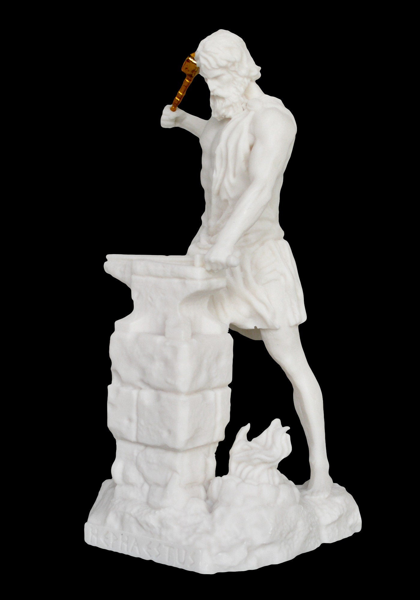 Hephaestus Vulcan - Greek Roman God of Blacksmiths, Metalworking, Craftsmen, Fire and Volcanoes - Alabaster Statue