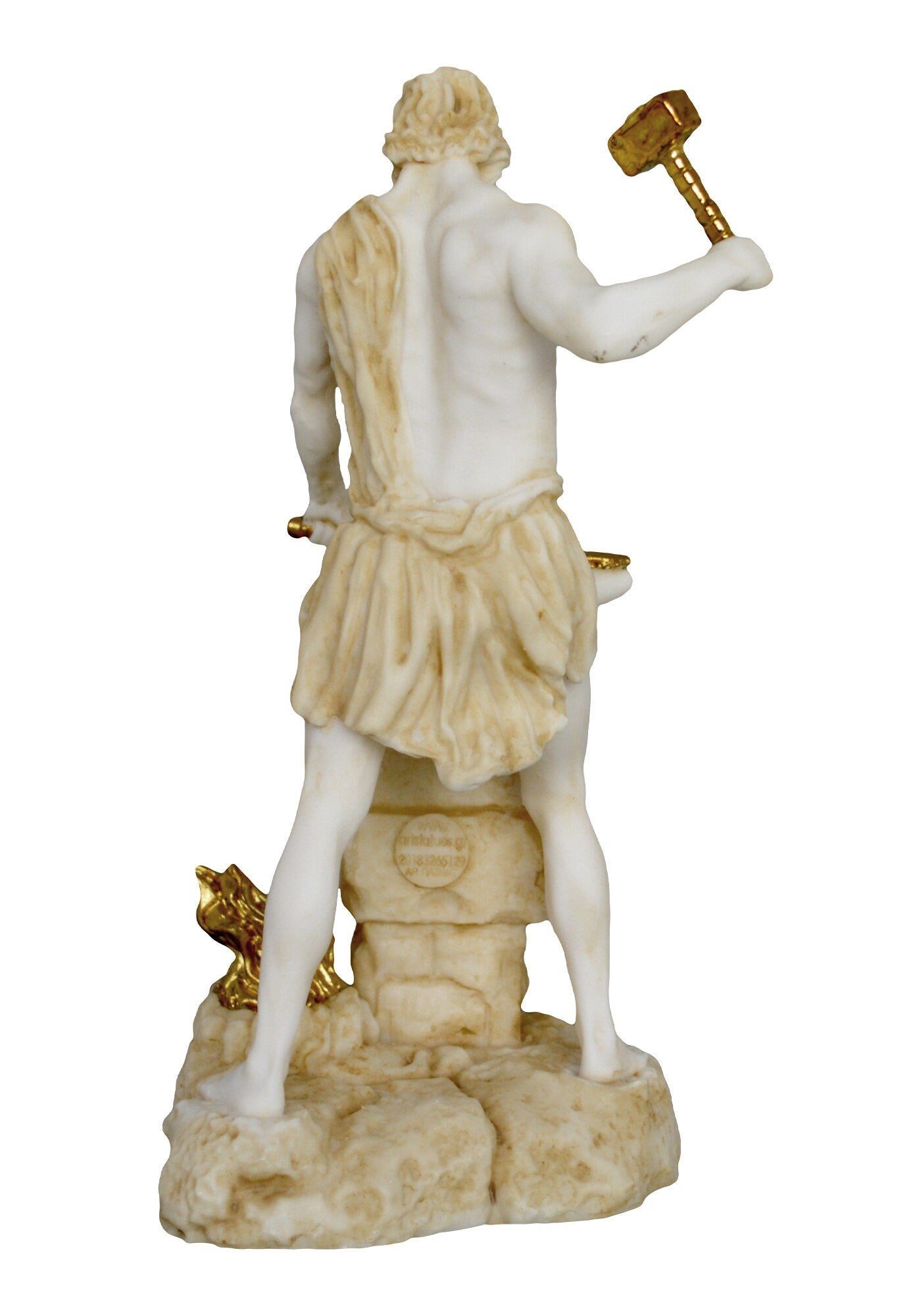 Hephaestus Vulcan - Greek Roman God of Blacksmiths, Metalworking, Craftsmen, Artisans, Fire and Volcanoes - Aged Alabaster