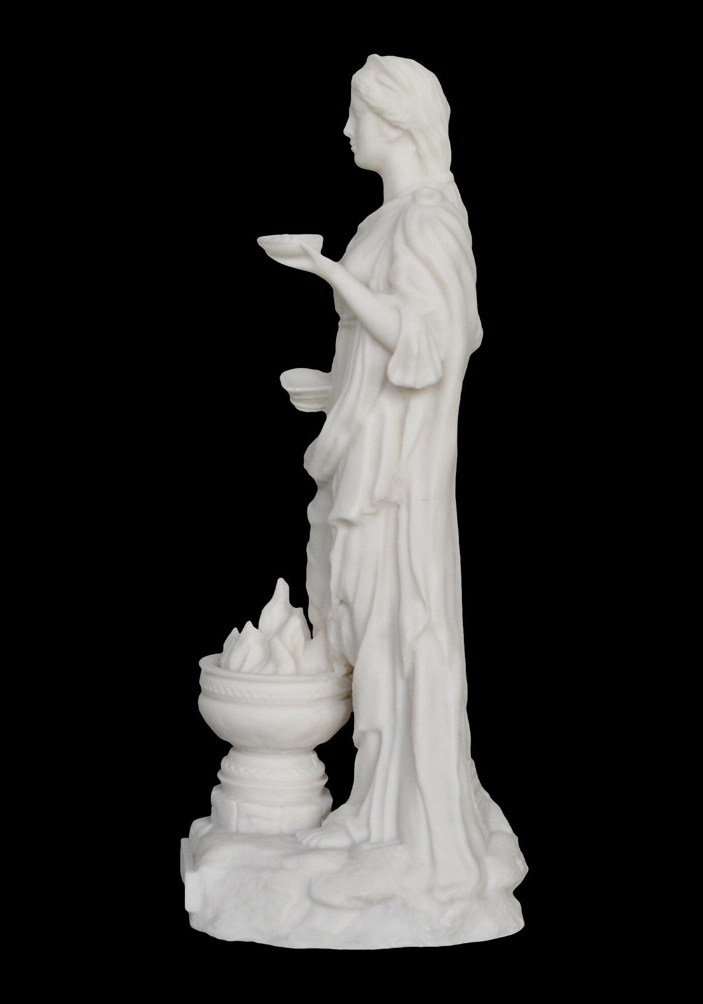 Hestia Vesta - Greek Roman Goddess of the hearth, home, and hospitality - The eldest daughter of Cronus and Rhea - Alabaster statue