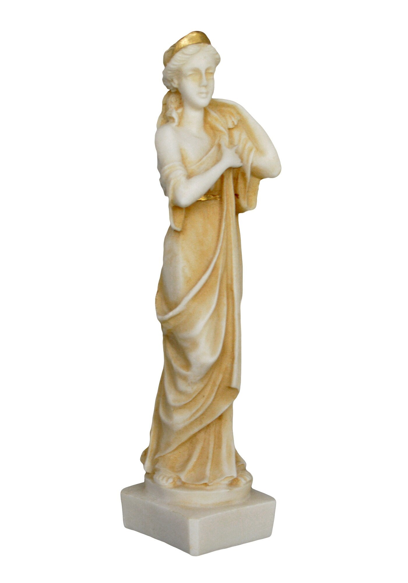 Artemis Diana – Greek Roman Goddess of Hunt, the Wilderness, Childbirth, the Moon, and Chastity - Sister of Apollo - Aged Alabaster Statue