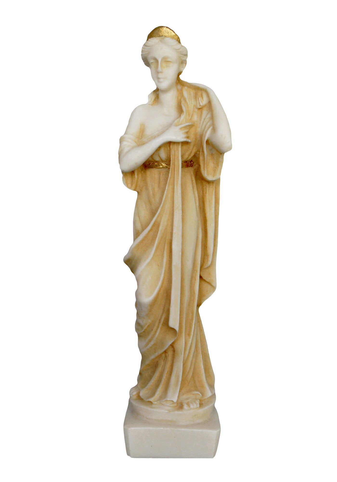 Artemis Diana – Greek Roman Goddess of Hunt, the Wilderness, Childbirth, the Moon, and Chastity - Sister of Apollo - Aged Alabaster Statue
