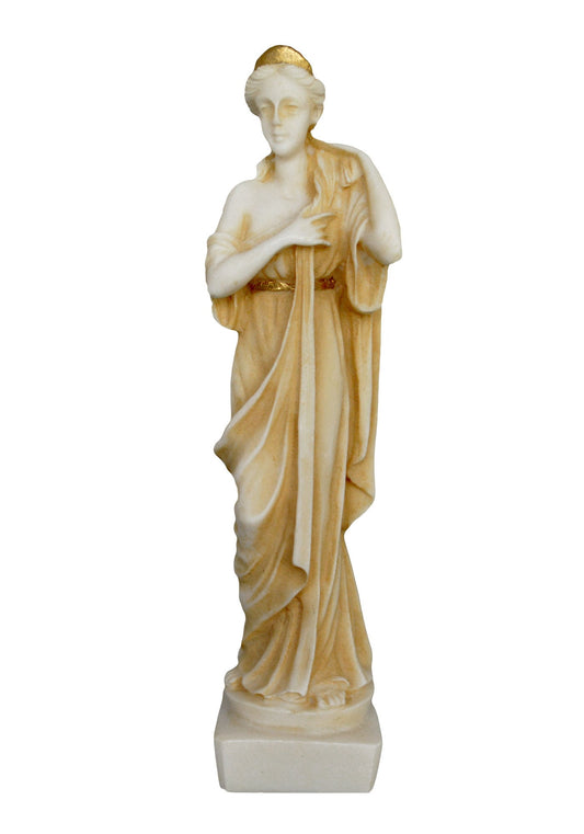 Artemis Diana – Greek Roman Goddess of Hunt, the Wilderness, Childbirth, the Moon, and Chastity - Sister of Apollo - Aged Alabaster Statue